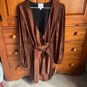 NWT David’s Bridal size 2 copper wrap dress